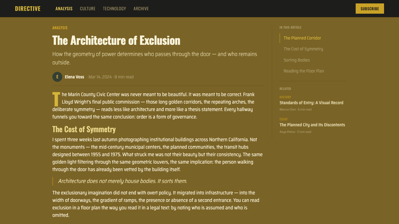 Gattaca Retro-Future design style applied to a Article page