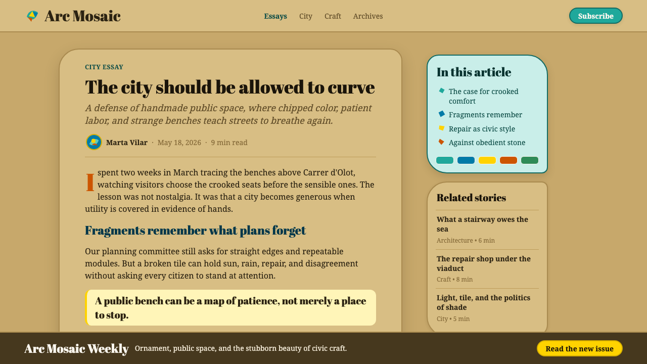 Gaudí Modernisme design style applied to a Article page