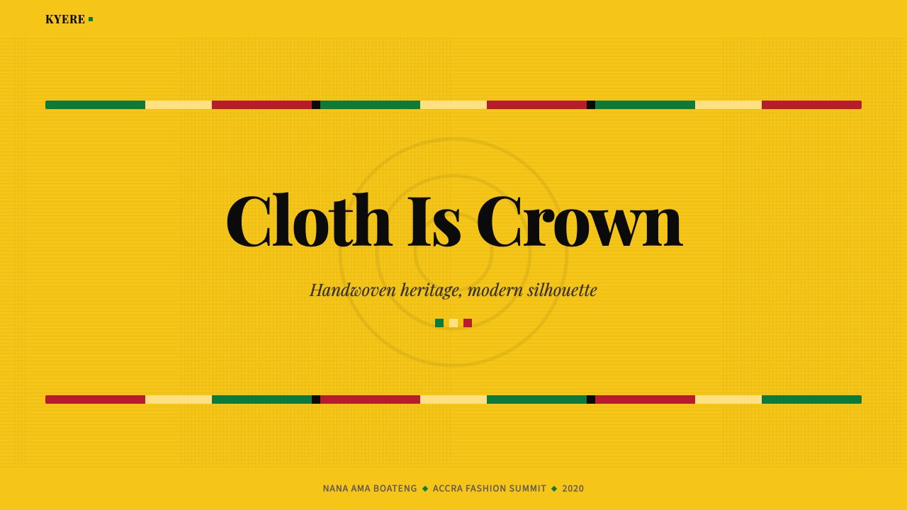 Ghana Kente Fashion 2020 设计风格用在幻灯片 · 封面上
