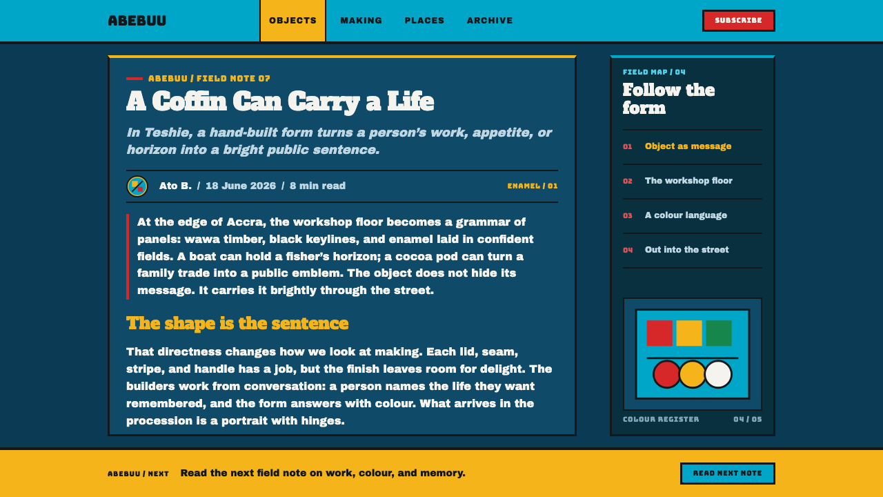 Ga Fantasy Coffin design style applied to a Article page