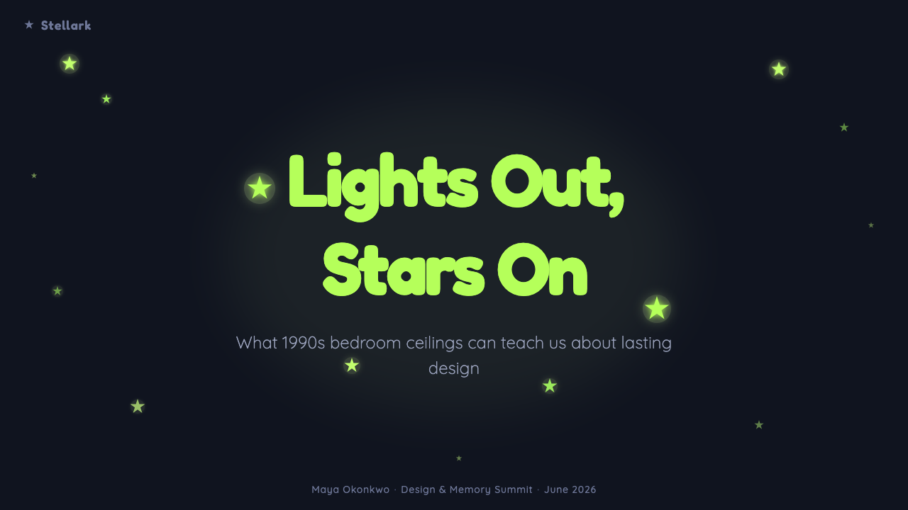 Glow-in-Dark Ceiling Stars 设计风格用在幻灯片 · 封面上