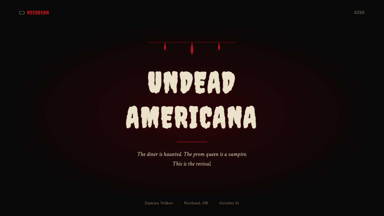 Gothabilly Horror Revival design style applied to a Slide · cover