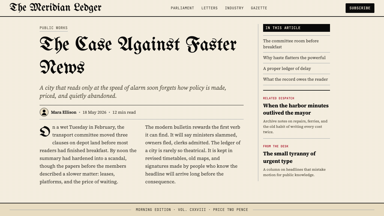 Gothic Blackletter Newspaper Masthead (1700) 设计风格用在文章页上