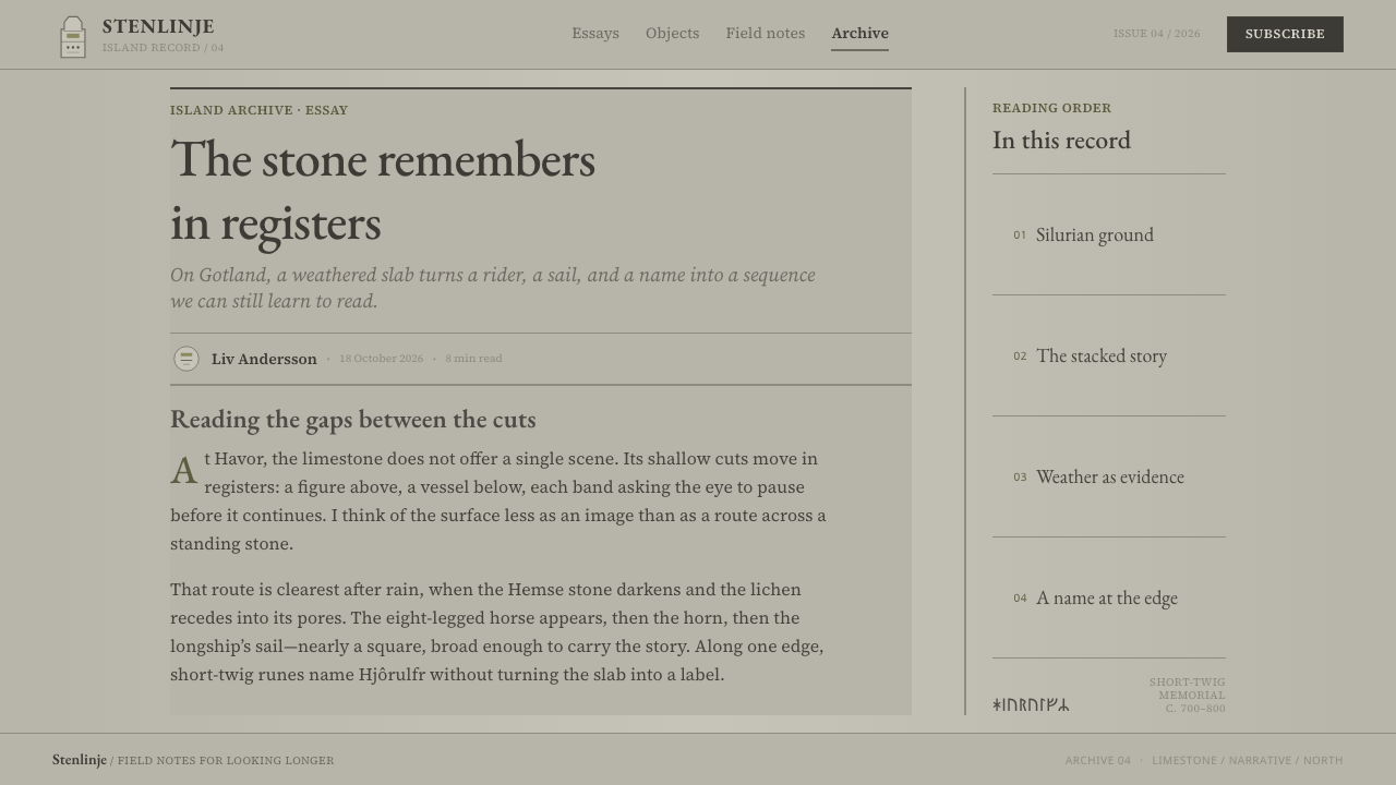 Gotland Picture Stone design style applied to a Article page