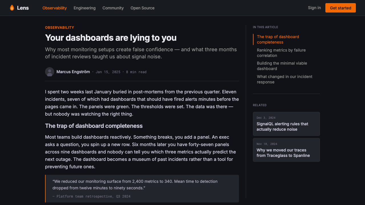 Grafana 设计风格用在文章页上