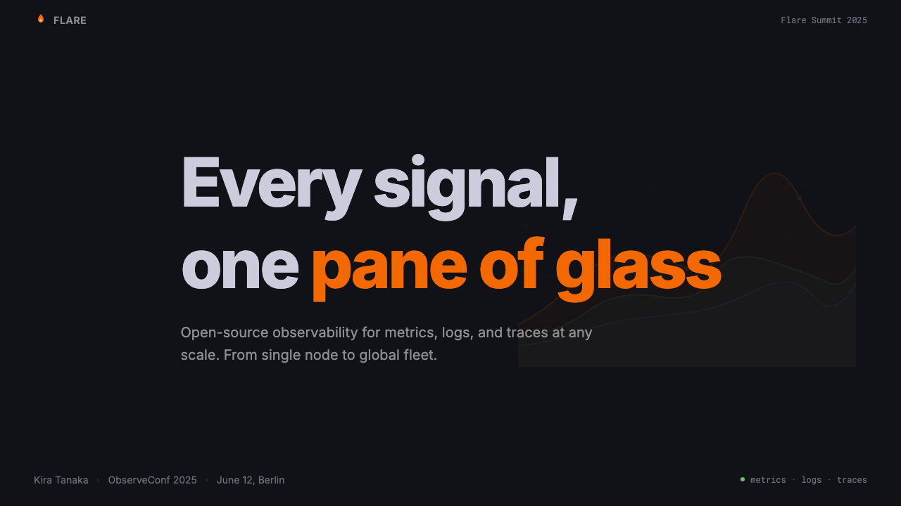 Grafana 设计风格用在幻灯片 · 封面上