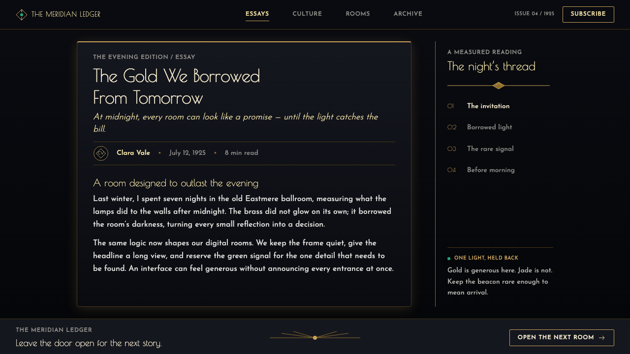 The Great Gatsby (1925) design style applied to a Article page
