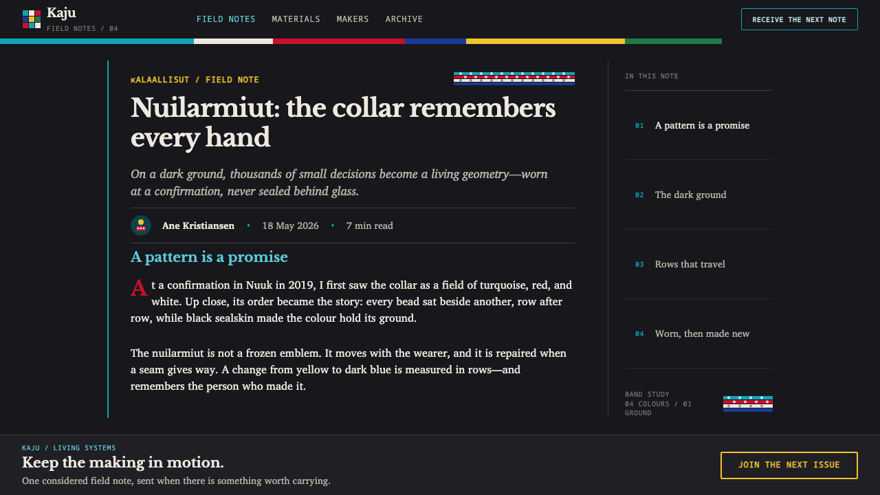 Greenlandic Kalaallisuut design style applied to a Article page
