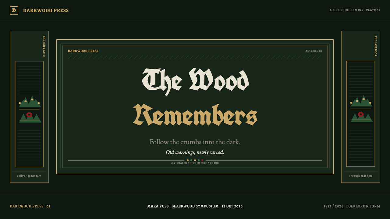 Grimm Fairy Tales (Black Forest Woodcut) design style applied to a Slide · cover