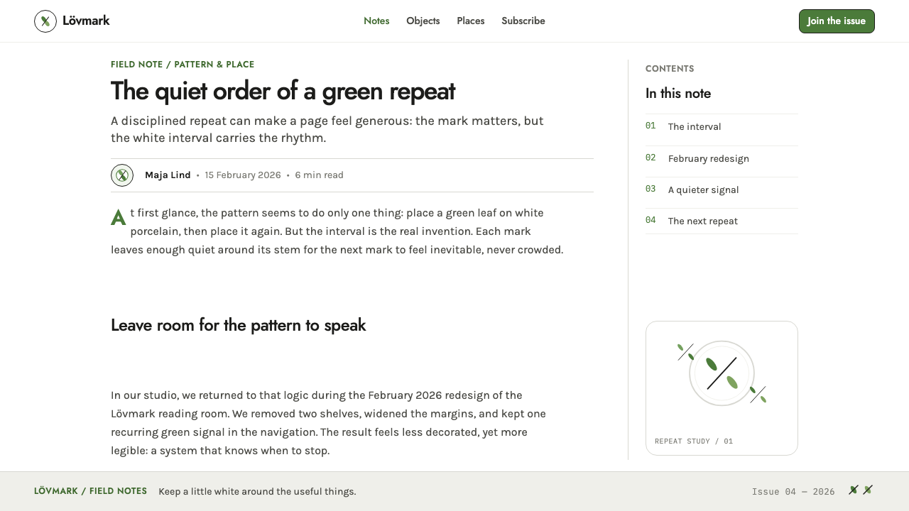 Gustavsberg Berså design style applied to an Article page