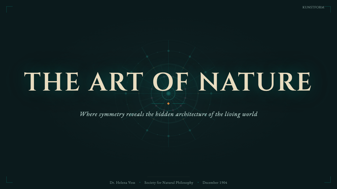 Haeckel Kunstformen design style applied to a Slide · cover