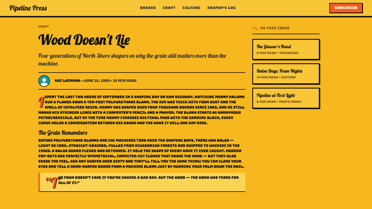 Hapa-Haole Surf Decal 设计风格用在文章页上
