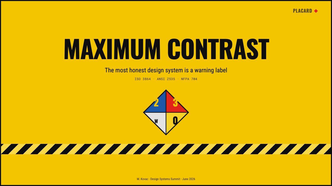 Hazmat Signage 设计风格用在幻灯片 · 封面上