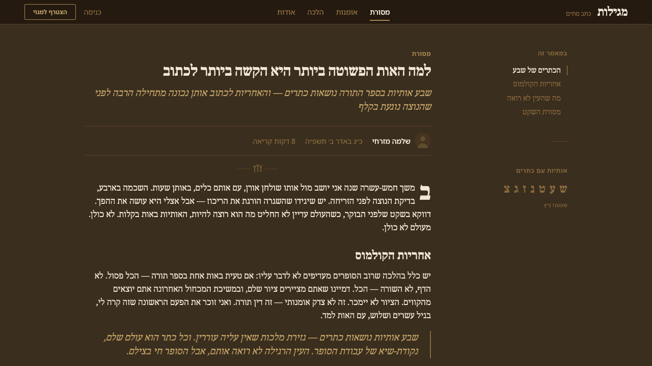 Hebrew STaM Scroll design style applied to a Article page