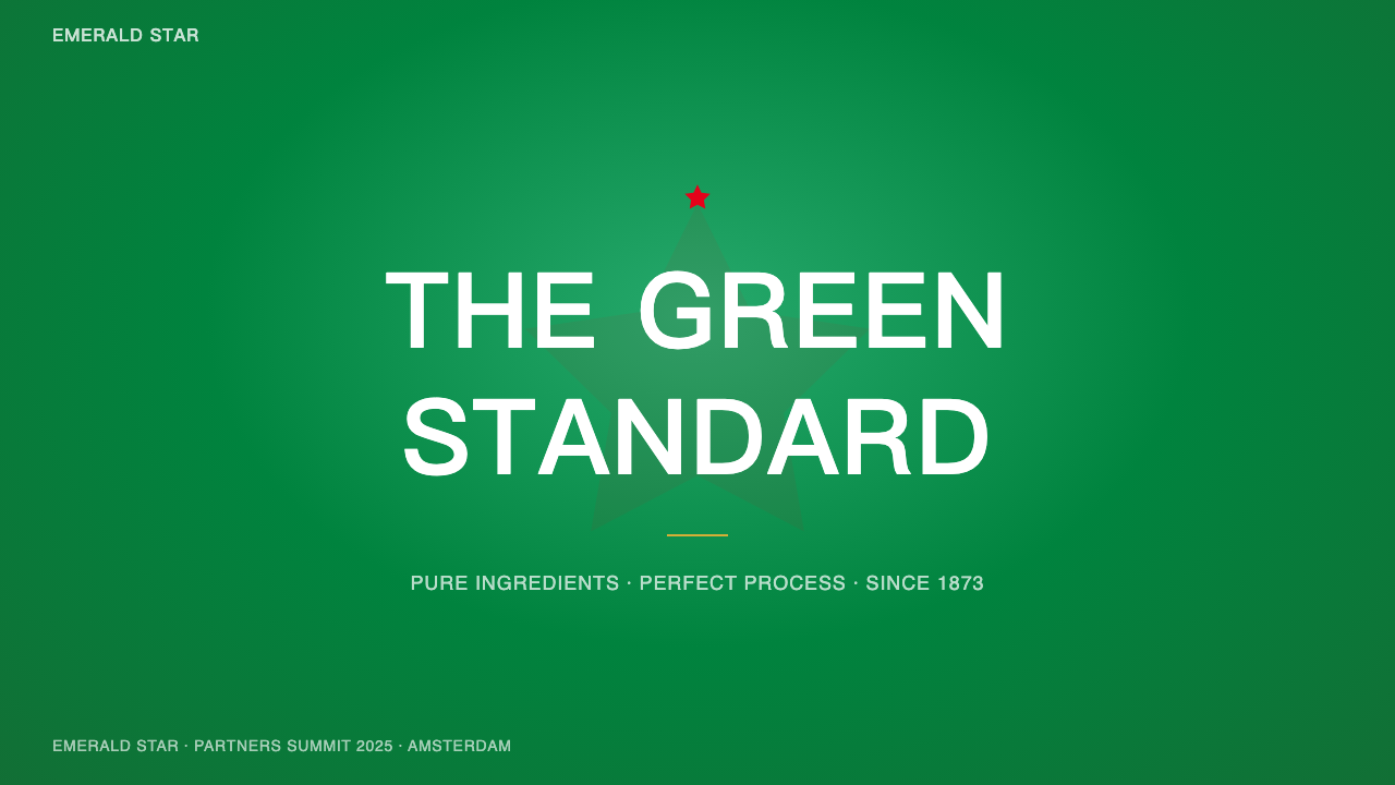 Heineken 设计风格用在幻灯片 · 封面上