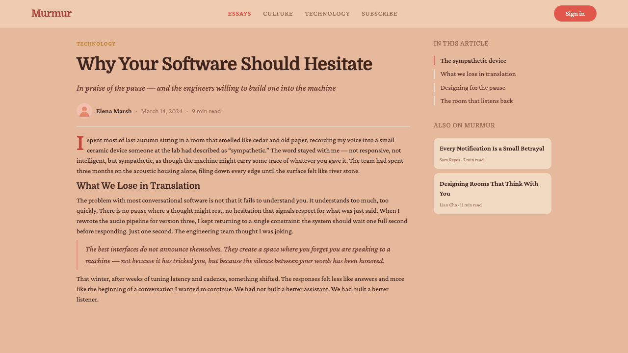 Her — Soft Future design style applied to a Article page