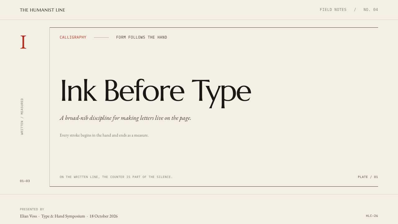 Hermann Zapf Calligraphy design style applied to a Slide · cover