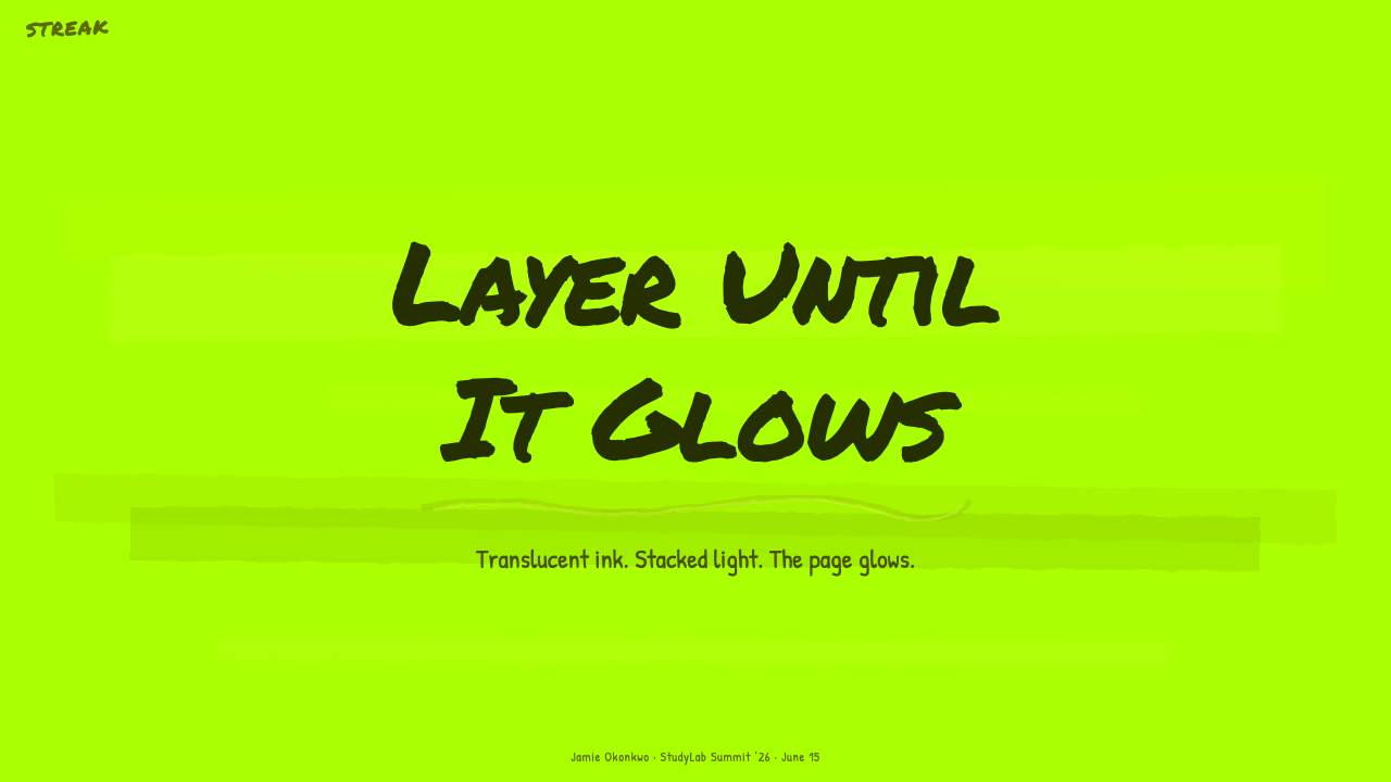 Fluorescent Highlighter 设计风格用在幻灯片 · 封面上