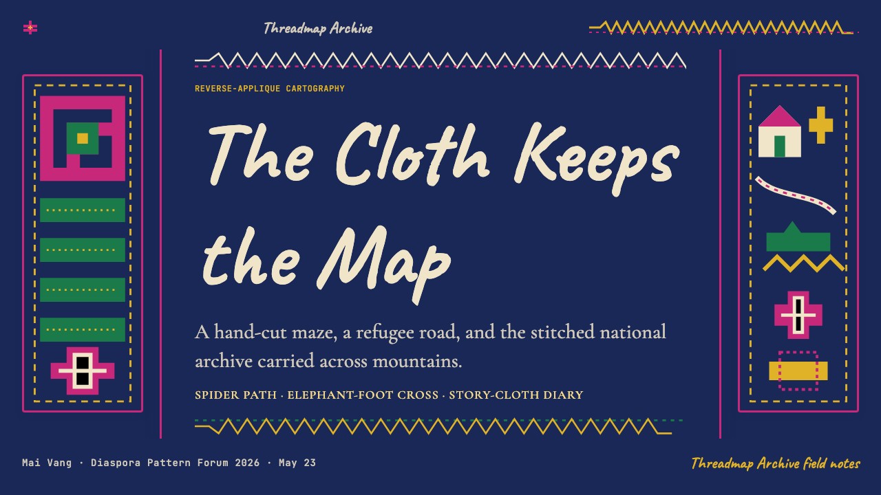 Hmong Paj Ntaub (Flower Cloth) design style applied to a Slide · cover