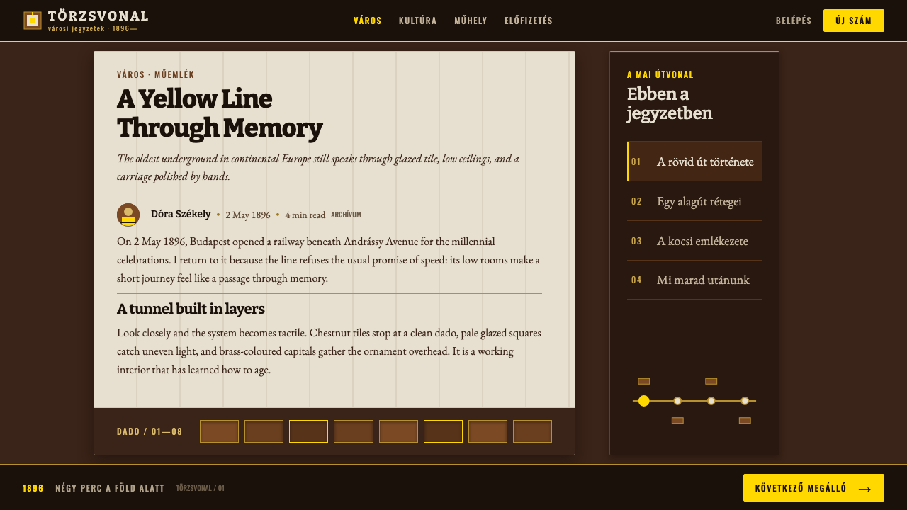 Budapest Millennium Line design style applied to a Article page