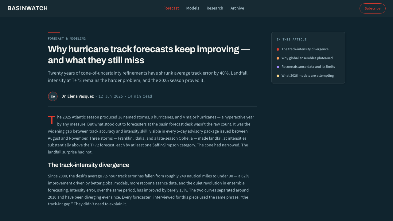 Hurricane Track Chart 设计风格用在文章页上