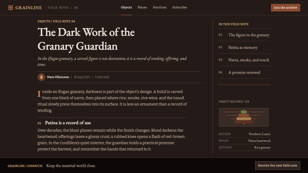 Ifugao Bulul design style applied to a Article page