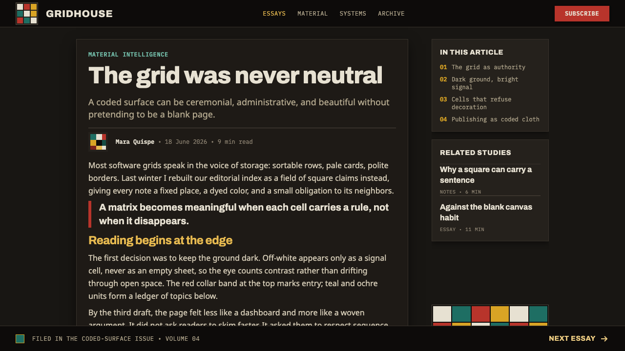 Inca Tocapu Tunic design style applied to a Article page