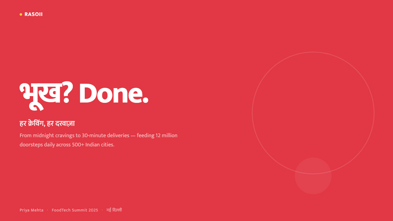 Zomato India Delivery 设计风格用在幻灯片 · 封面上