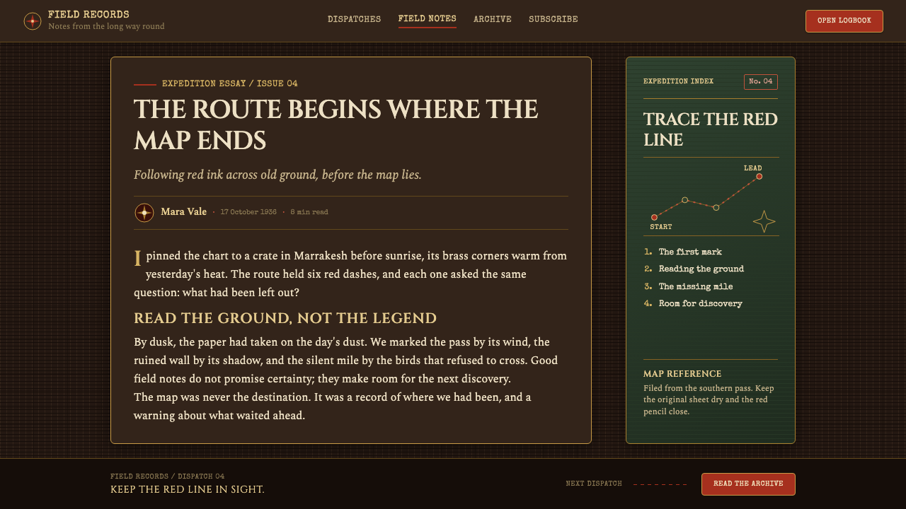 Raiders Expedition (1981) design style applied to a Article page