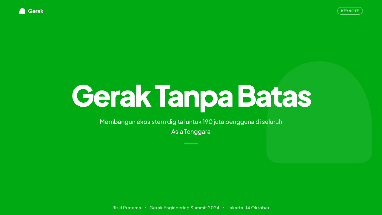 Gojek Superapp 设计风格用在幻灯片 · 封面上