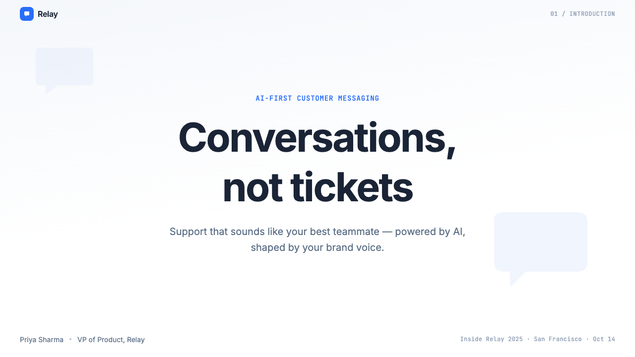 Intercom Modern 设计风格用在幻灯片 · 封面上