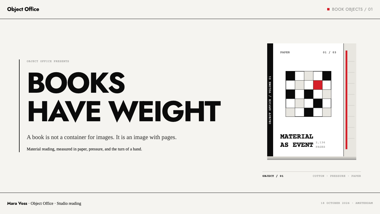 Irma Boom Book Objects design style applied to a Slide · cover