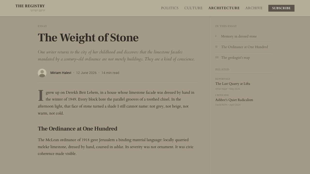 Jerusalem Stone Gray 设计风格用在文章页上