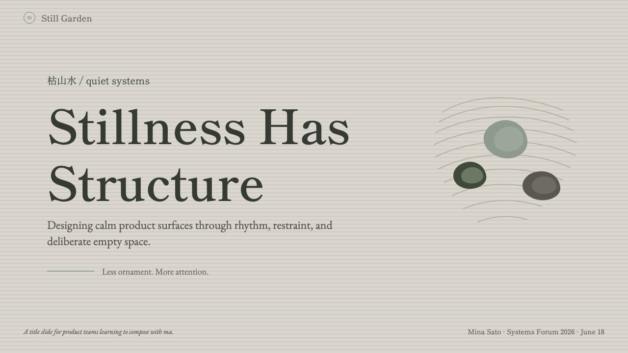 Zen Karesansui Garden design style applied to a Slide · cover