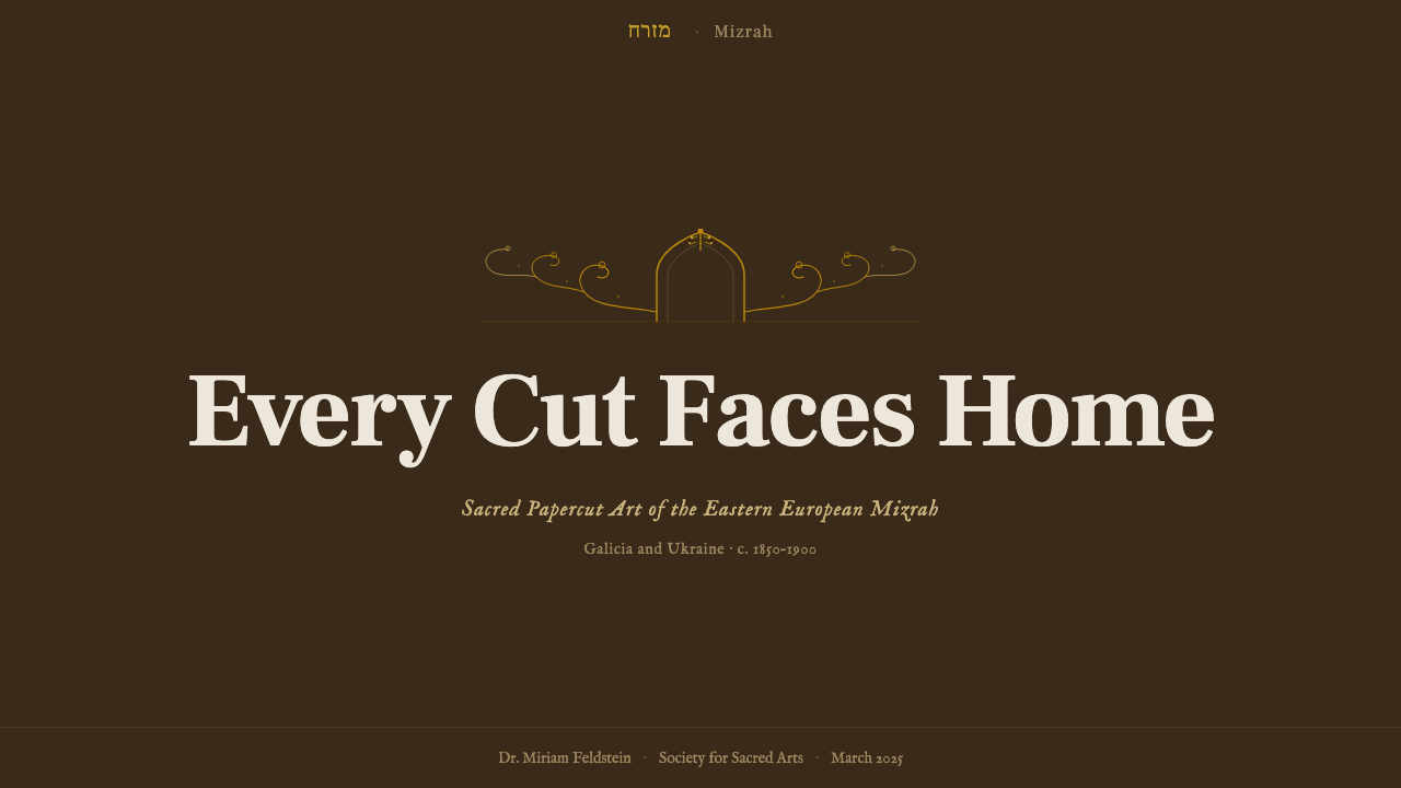 Jewish Papercut Mizrah design style applied to a Slide · cover