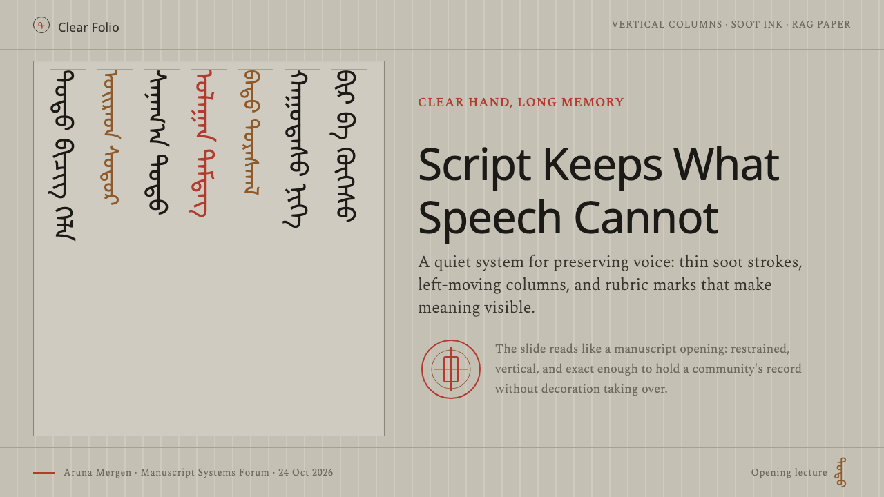 Kalmyk Todo Bichig Clear Script design style applied to a Slide · cover