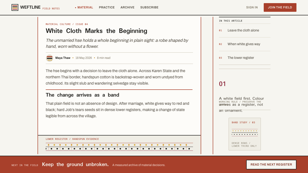 Karen Woven Tunic design style applied to a Article page
