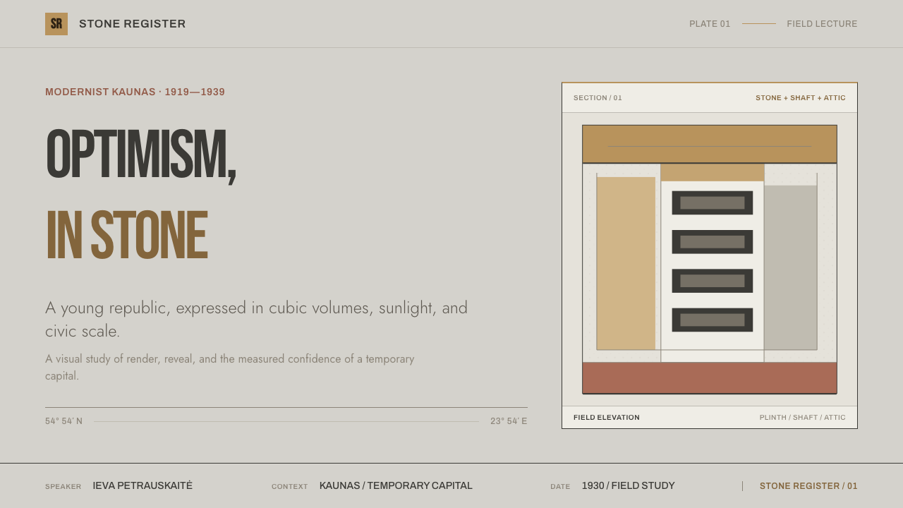 Kaunas Interwar Modernism design style applied to a Slide · cover