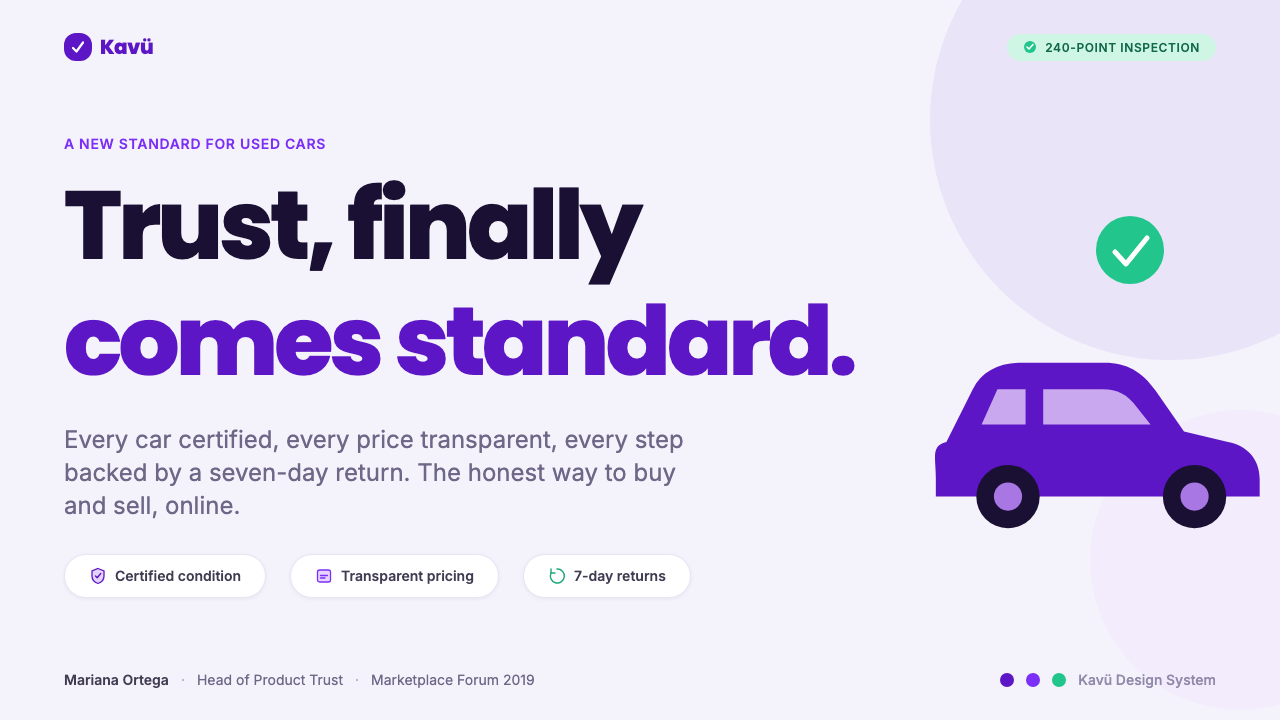 Kavak Marketplace 设计风格用在幻灯片 · 封面上