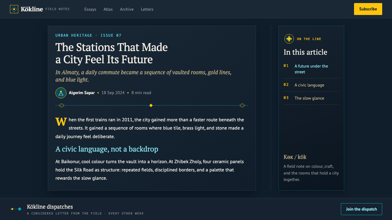 Almaty Metro Mosaic design style applied to a Article page