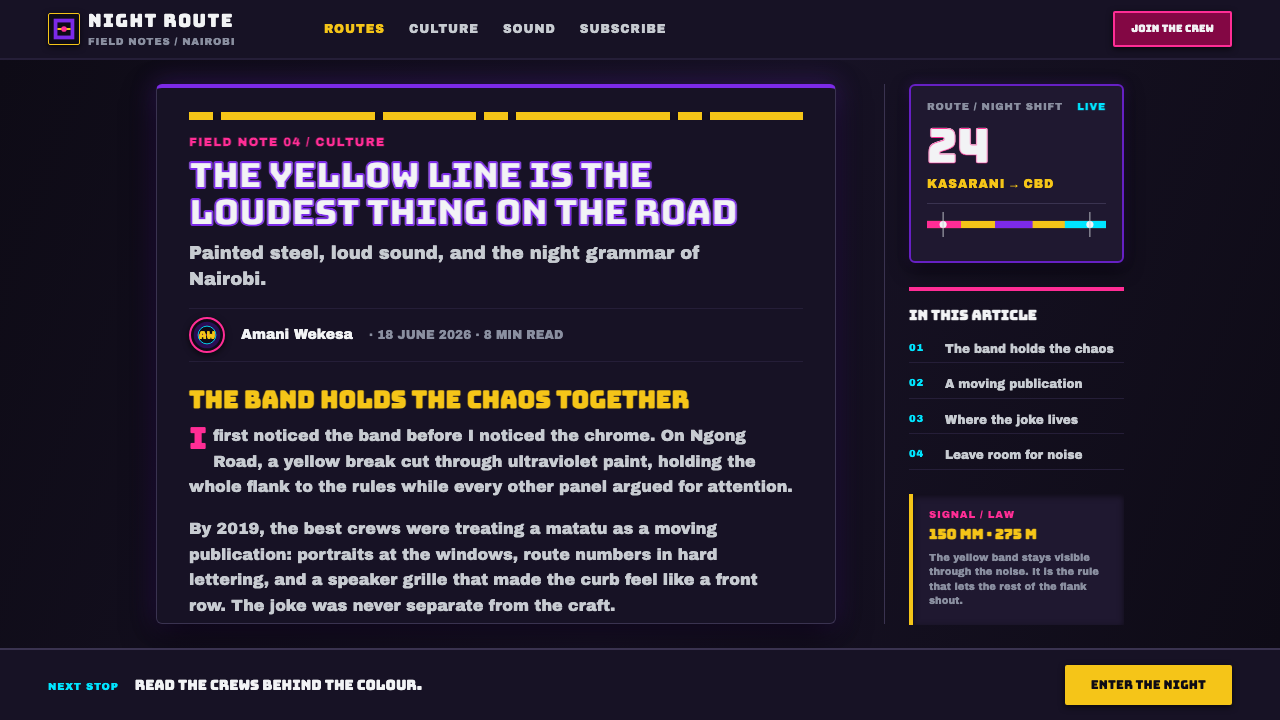 Nairobi Matatu Art design style applied to a Article page