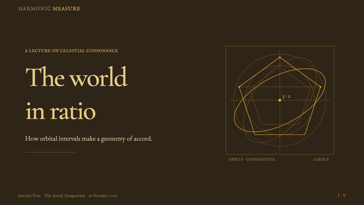 Kepler Harmonices Mundi design style applied to a Slide · cover