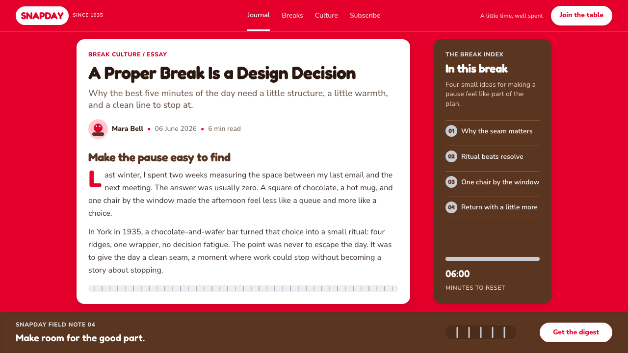 KitKat (1935) design style applied to a Article page