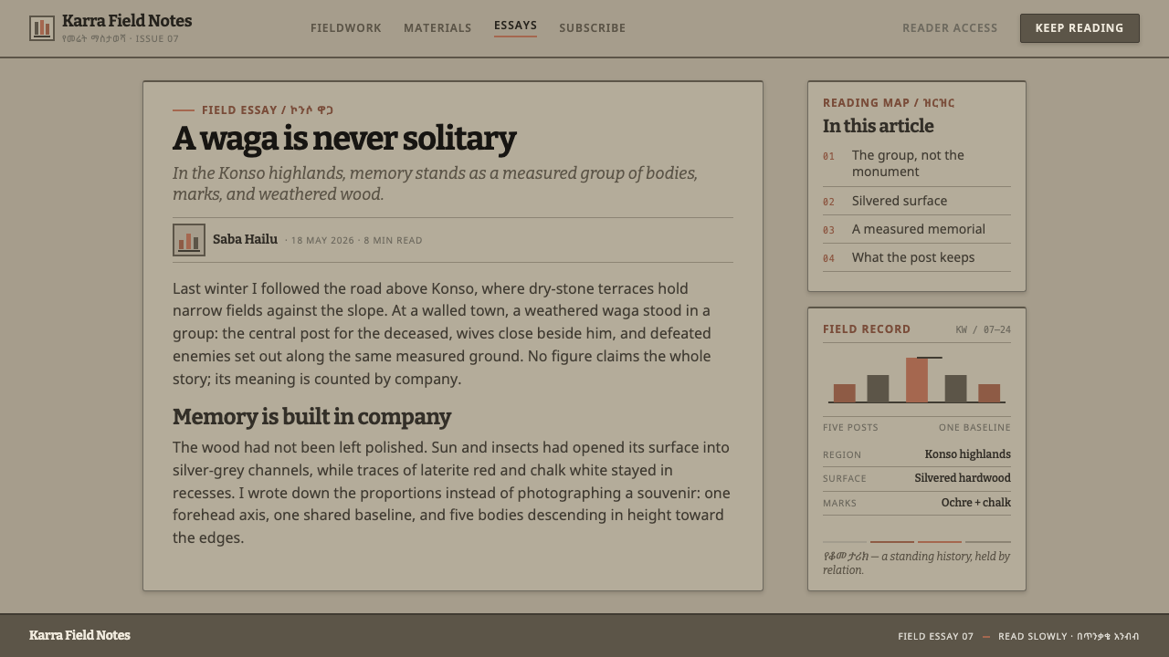 Konso Waga design style applied to a Article page