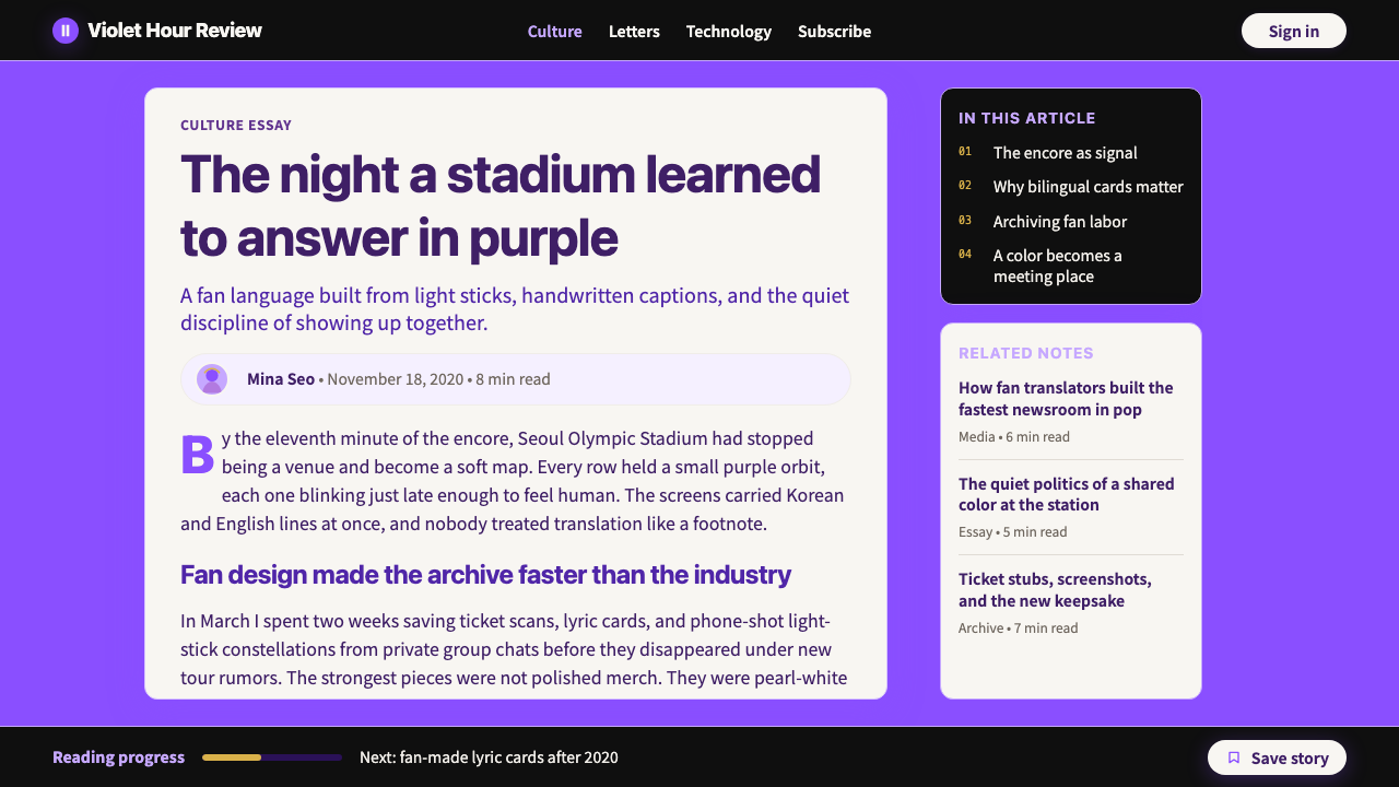 BTS Army Purple 2020 设计风格用在文章页上