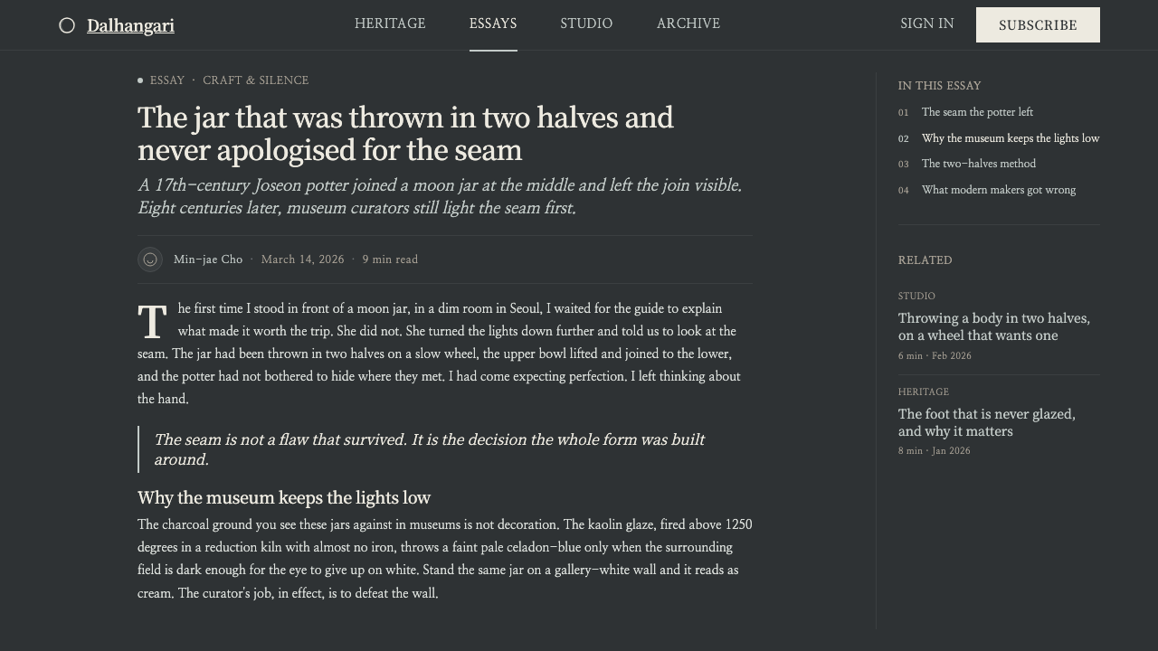 Joseon Moon Jar design style applied to a Article page