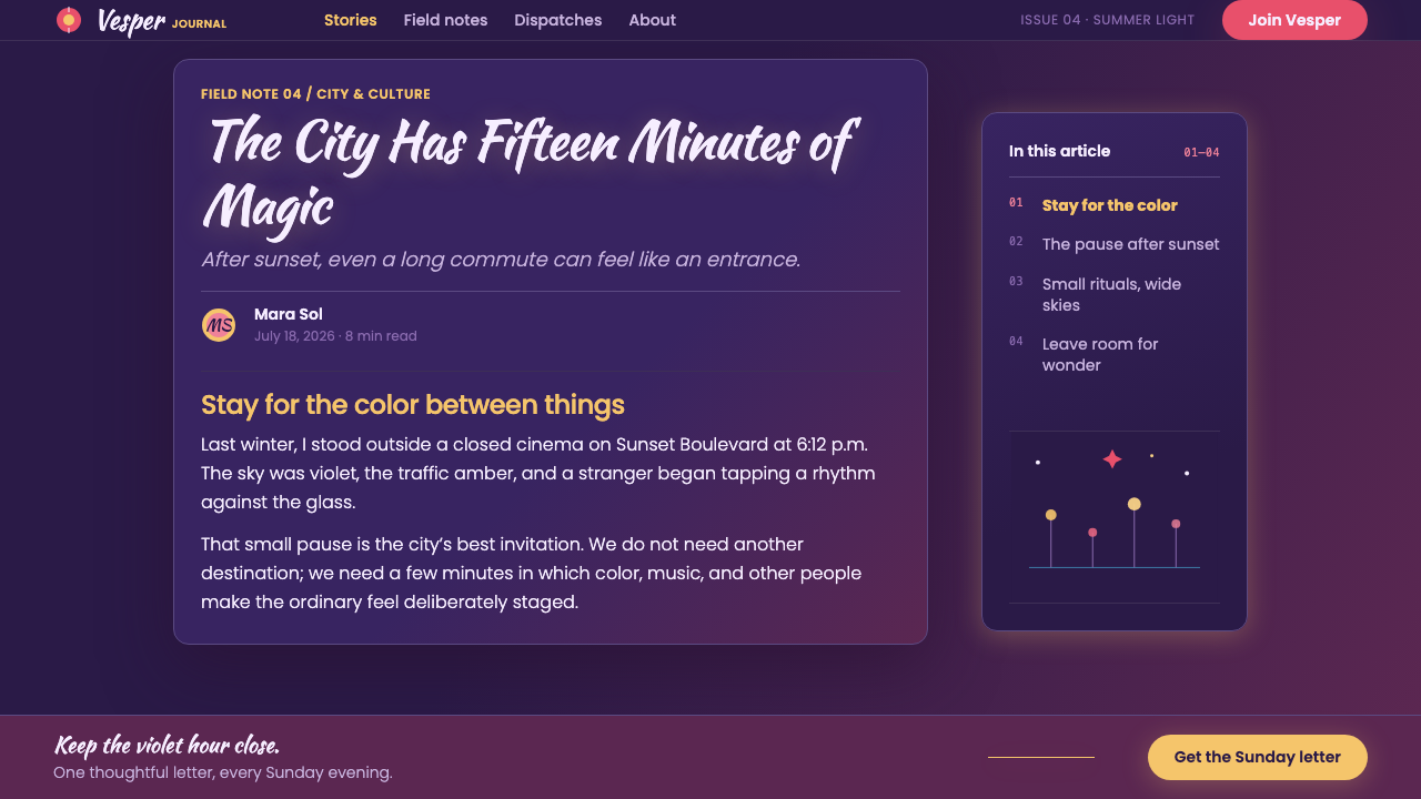 La La Land (2016) design style applied to a Article page