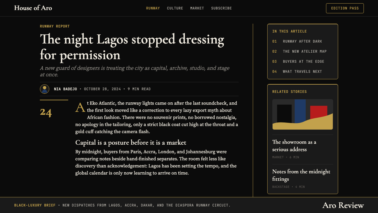 Lagos Fashion Week 设计风格用在文章页上