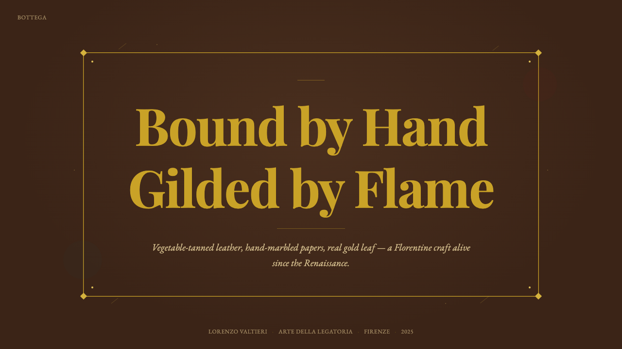 Florentine Leather Bindery 设计风格用在幻灯片 · 封面上