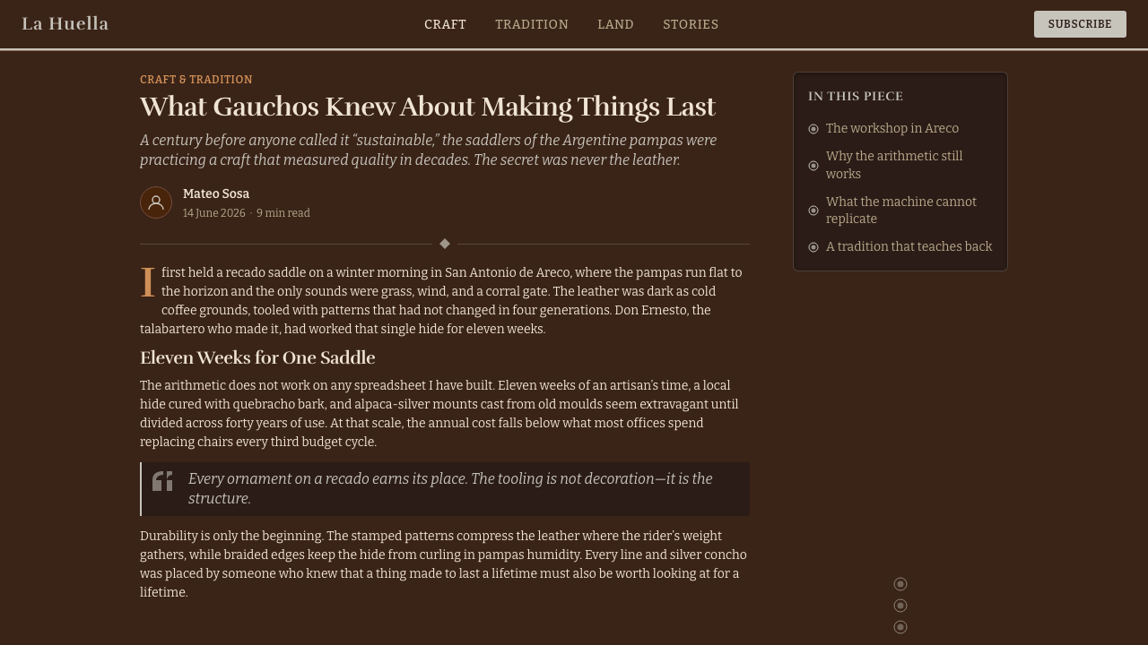 Gaucho Leather 设计风格用在文章页上